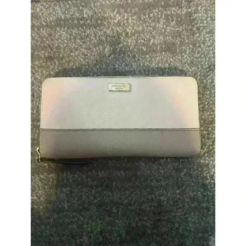 Kate Spade Women's Beige Zip-Around Wallet Saffiano Leather